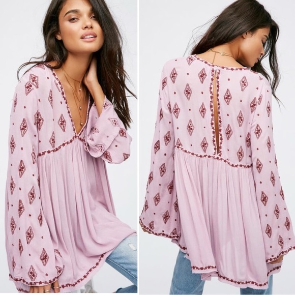 Free People Tops - Free People Diamond Embroidered Tunic